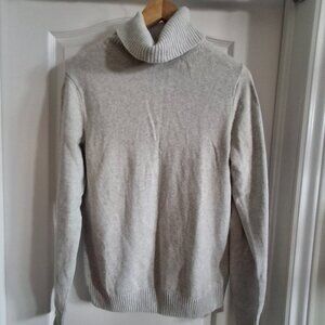 Light grey cotton-wool blend turtleneck sweater - size medium